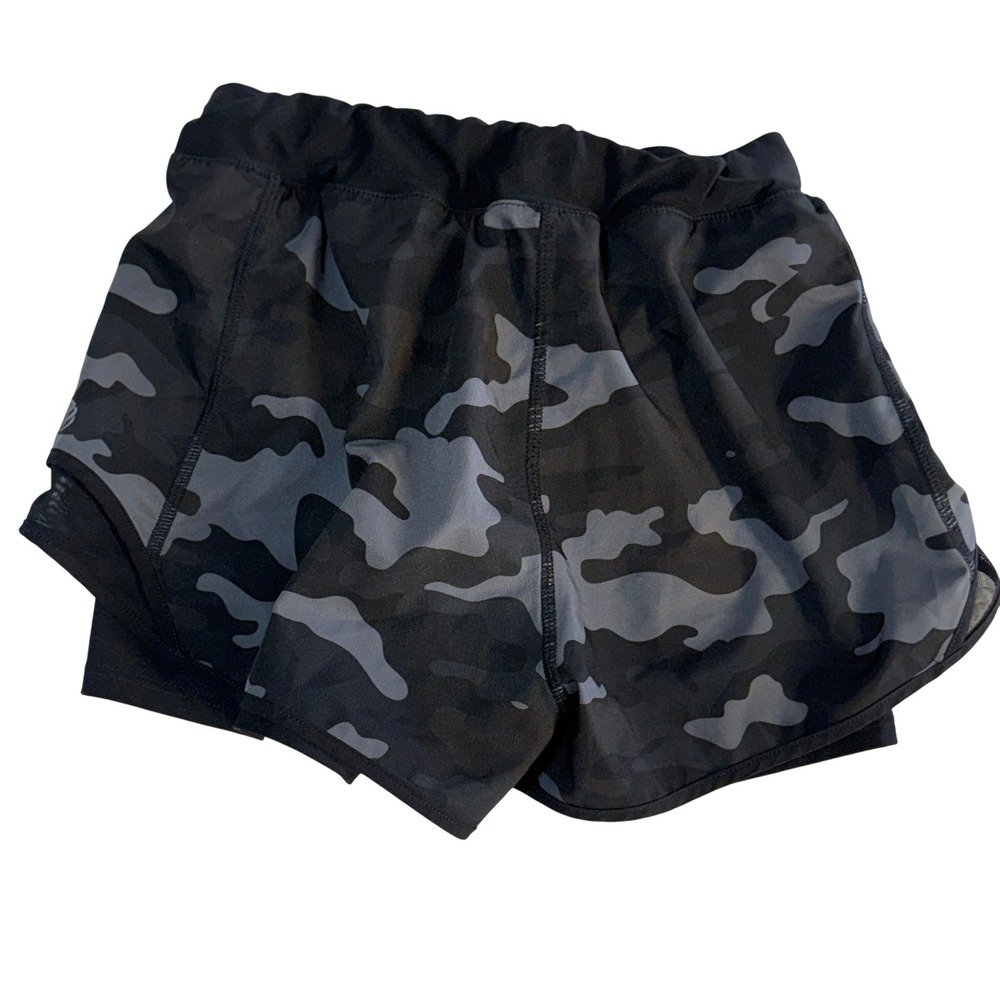 MPG Sport Womens Camo 2-in-1 Running Shorts Grey Black XS Activewear Training